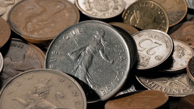 Close-up of a French coin - franc