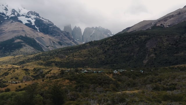 Igloo tents near the mountains