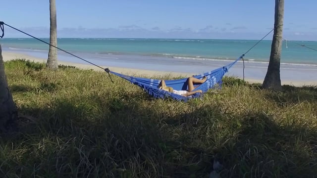 Relaxing on a hammock by the ocean