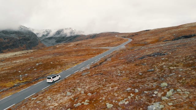 Driving through Norway hills