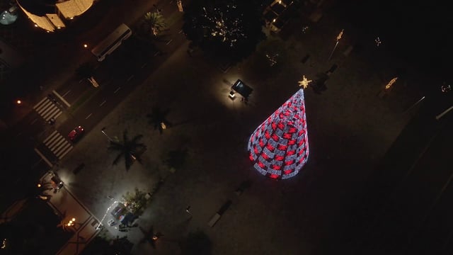 Over the top of a Christmas tree