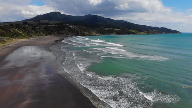 Playa Raglan en Nueva Zelanda