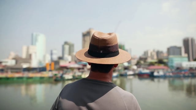 Tourist wearing a hat