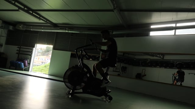 Man biking in the gym