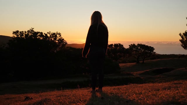 Mujer con vistas a una puesta de sol