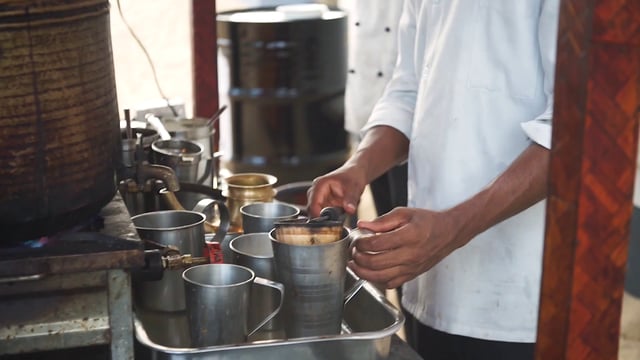  Making Chai tea in India