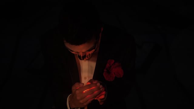 Man lighting a candle