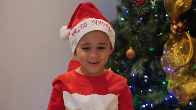 Boy in a Santa hat