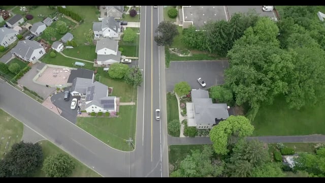 Driving near suburban homes