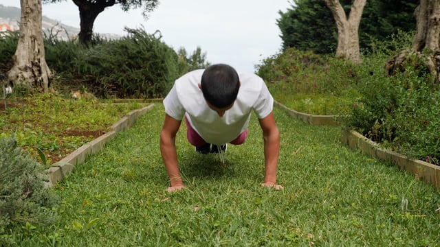 A man doing push-ups