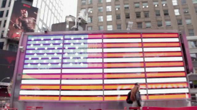Bandera estadounidense en Times Square