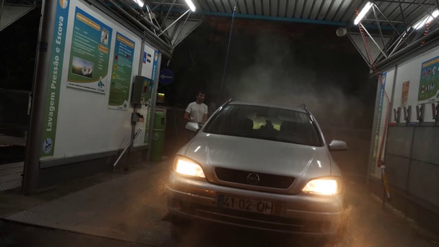 Man cleaning his car
