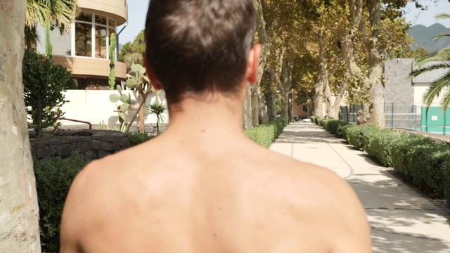 Man walking to the beach