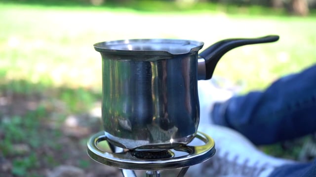 Making coffee outdoors