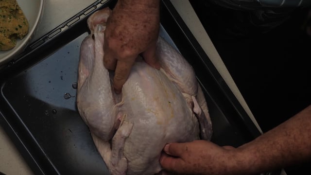 Preparing a turkey