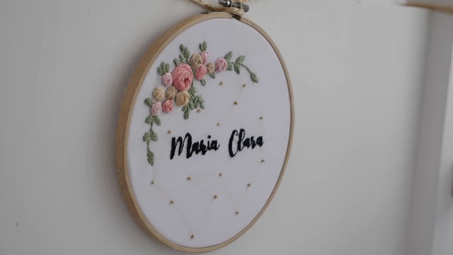 Embroidery of a baby's name