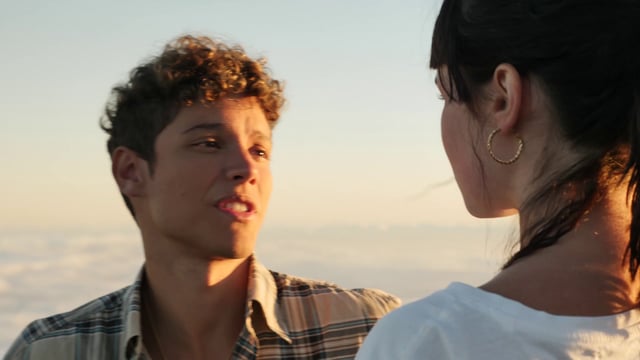 Couple talking outdoors