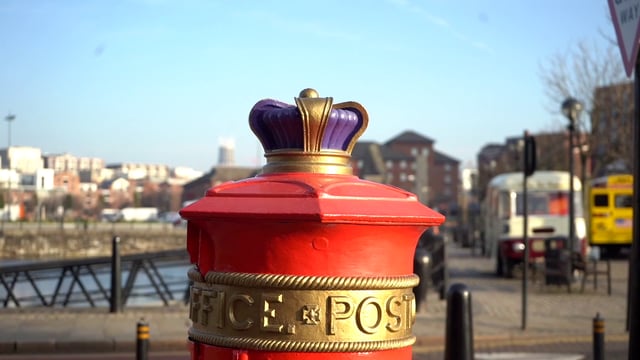 Post office box with crown on top
