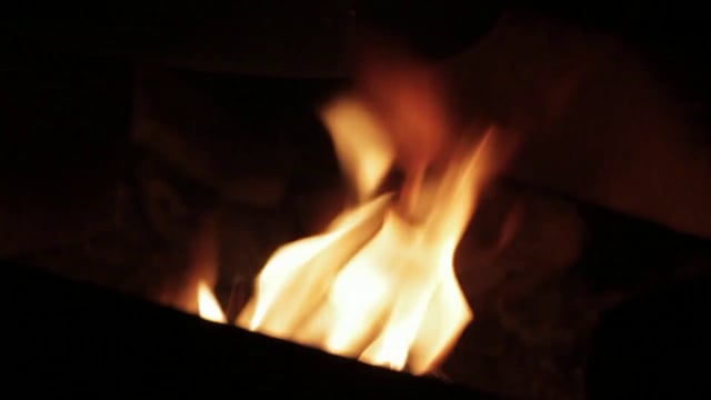 A lit fire 