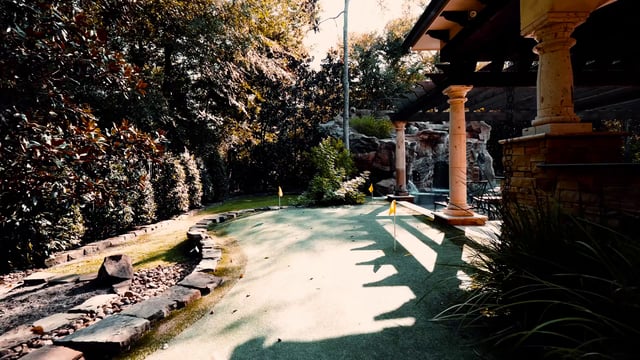 Swimming pool in a backyard