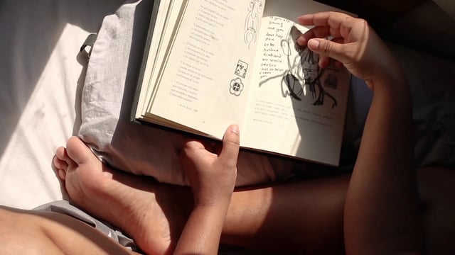 Leyendo un libro a la luz del sol