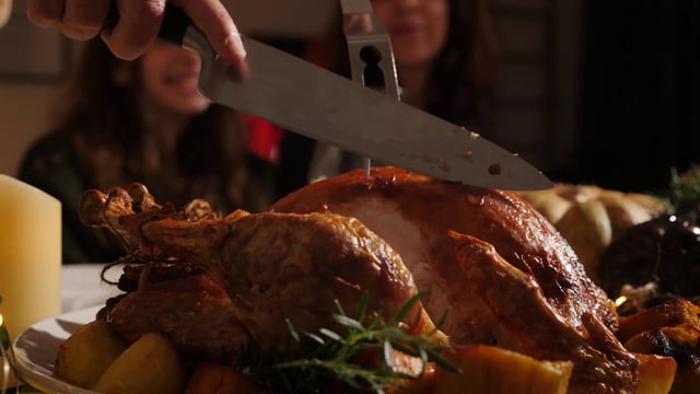 Cutting a roast turkey