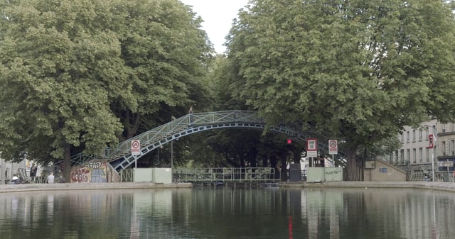 Bridge above Saint Martin Canal in Paris 