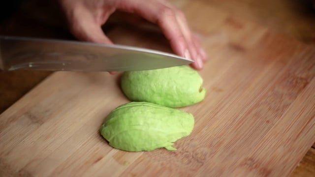 Slicing an avocado