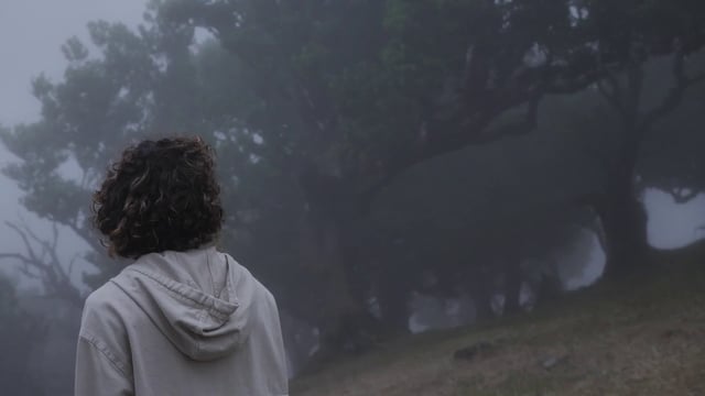 Man walking in a forest