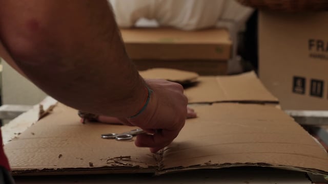 Cutting up cardboard