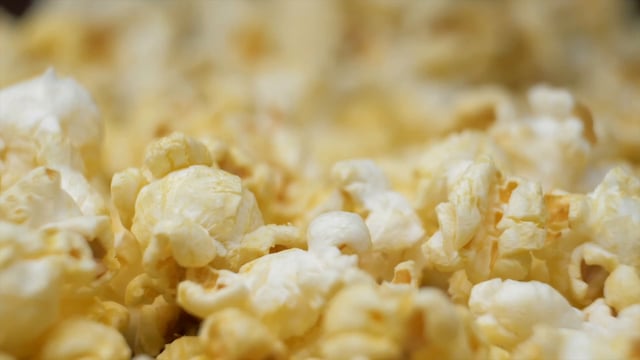 Slow motion of falling popcorn