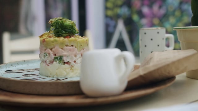 Cylinder-shaped salad